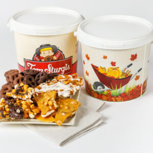 Chocolate Covered Pretzels & Brittle Bark - Decorative Plastic Tub
